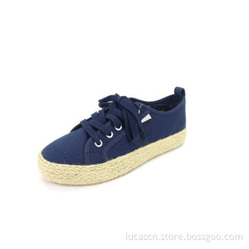 Ladies Low Top Lace-Up Chunky Espadrille Fashion Sneaker